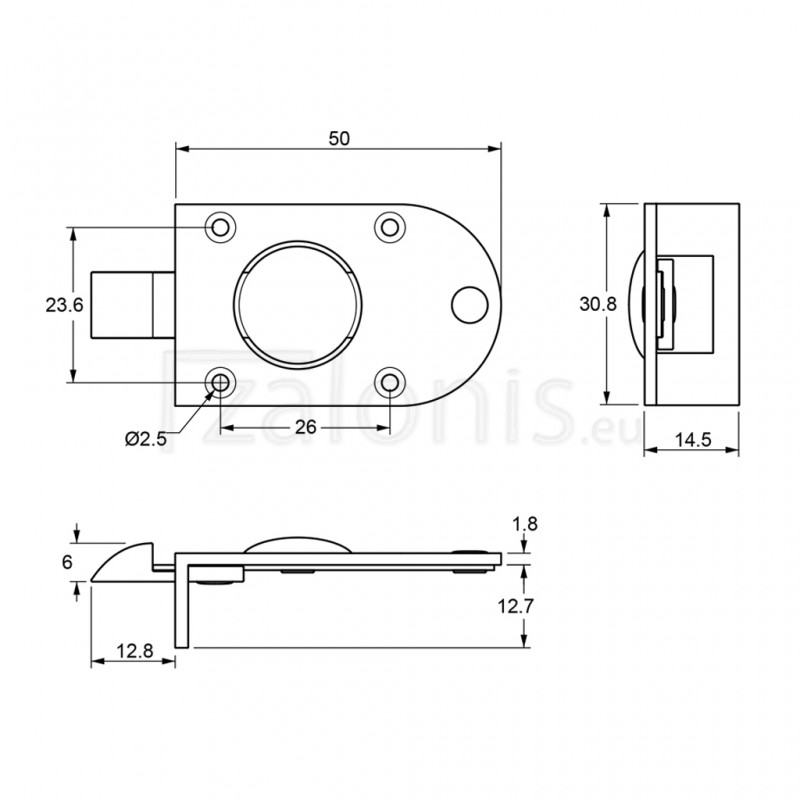 PUSH BUTTON CATCH LOCK / BRASS